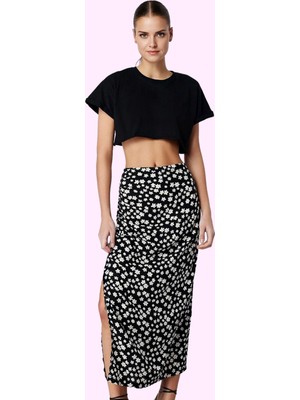 Kadın Papatya Desenli Kemerli A Line Midi Etek Günlük Kombinler Için Viskoz Modern Tasarım