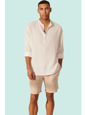 Erkek Keten Gömlek Hakim Yaka Uzun Kollu Regular Günlük Kombinler Yaz Aylarının Vazgeçilmezi