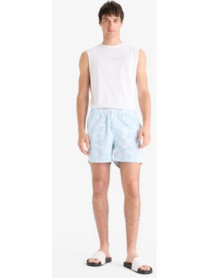 DeFacto Desenli File Astarlı Kısa Boy Deniz Şortu E0974AX25HS