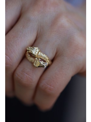 14 Ayar Altın Çift Başlı Yılan Yüzük