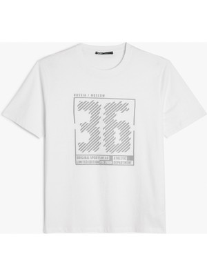 Kısa Kollu Bisiklet Yaka Regular Fit Pamuklu Baskılı Tişört