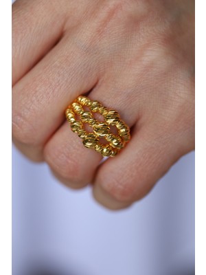 14 Ayar Altın Cimarlı Üçlü Dorika Yüzük