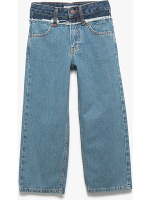 Pamuklu Cepli Denim Geniş Paça Pantolon