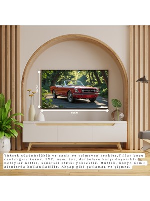 Otomobil Temalı Klasik Kırmızı Spor Çerçevesiz Pvc Tablo 60X34 cm