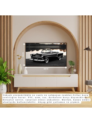 Otomobil Temalı Göl Kenarında Klasik Çerçevesiz Pvc Tablo 60X34 cm
