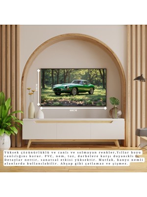 Otomobil Temalı Ormanlık Alanda Klasik Çerçevesiz Pvc Tablo 60X34 cm