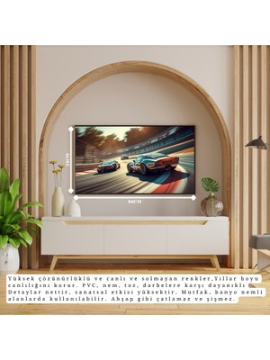 Otomobil Temalı Yarış Pisti Çerçevesiz Pvc Tablo 60X34 cm