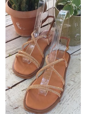 Bags Shoes Kuum K87TML36T Kadın Hakiki Deri Taşlı Sandalet