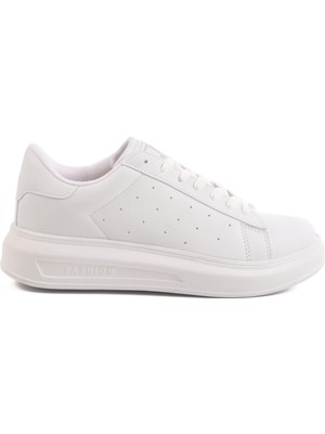 Aspor Beyaz Bağcıklı Kadın Sneaker