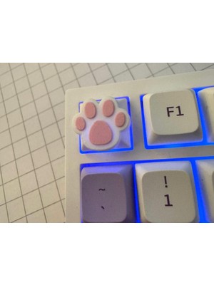 Pureysma Kedi Patisi Keycap 3’lü Set | Sevimli Tuş Başlığı | Cherry Mx Uyumlu | Beyaz Pembe Tuş