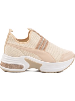 Aspor Bej Taşlı Kadın Sneaker