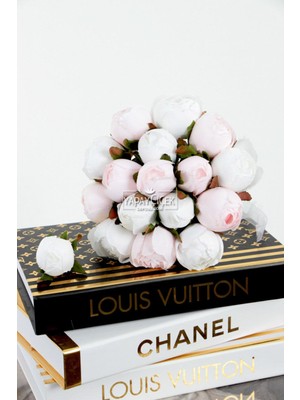 Gelin Buketi 17LI Şakayık Güller Pudra - Beyaz