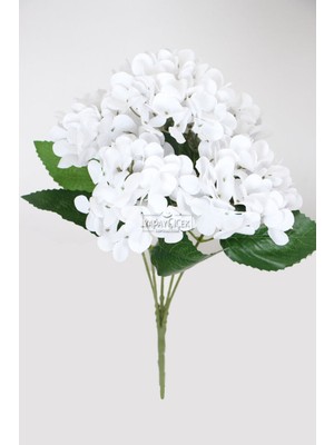 Yapay Lüx 5 Dallı Islak Ortanca Demeti 45 cm Beyaz