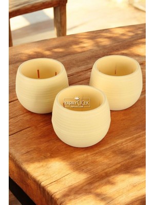 Mini Kaktüs Sukulent Saksısı 3lü Set Sarı Elvan Model 12.5 cm 1.3 Litre