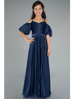 Askılı Kısa Kol Uzun Simli Kız Çocuk Abiye ABU4828