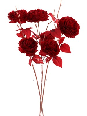Yapay 2 Güllü Şakayık Çiçeği Dalı 77 cm Kırmızı