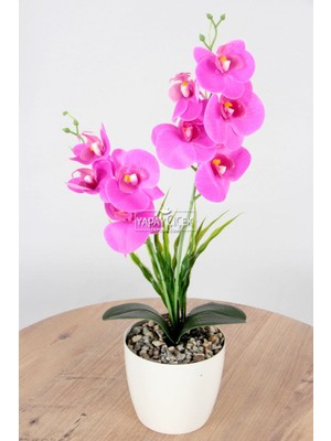 Yapay Çiçek Deposu Dekoratif Mini Fuşya Orkide Demeti 2li 40 cm