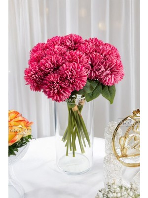 Yapay Çiçek Top Krizantem 7li Mini Kartopu Demeti 30 cm Fuşya