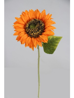 Yapay Çiçek Deposu Turuncu Ayçiçeği Dalı 33 cm Uzun Ömürlü Dış Mekan Kullanımı İçin