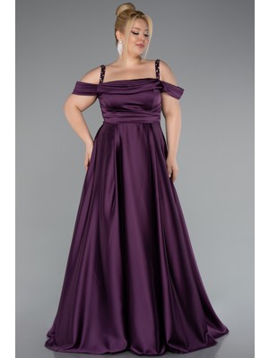 Askılı Uzun Saten Büyük Beden Abiye ABU4207