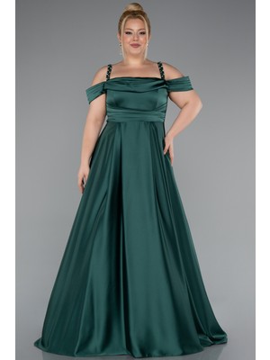 Askılı Uzun Saten Büyük Beden Abiye ABU4207