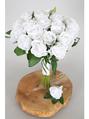 20 Kadife Güllü Gelin Buketi 2li Set Gonzales