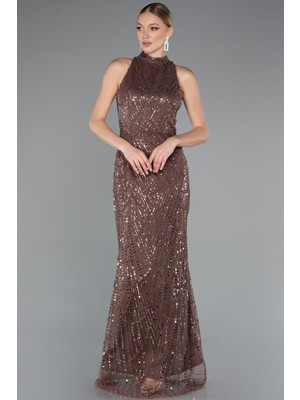 Halter Yaka Boncuklu Uzun Balık Abiye ABU4791