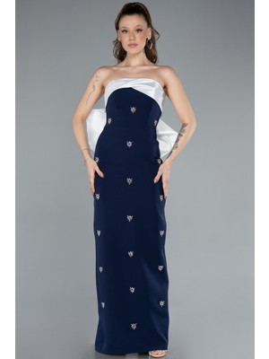 Straplez Fiyonk Detaylı Uzun Abiye Elbise ABU4862