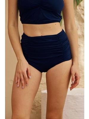 Bikini Altı Yüksek Bel Toparlayıcı Model Büzgülü Lacivert Lacivert