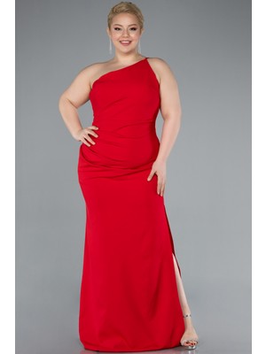 Tek Omuz Yırtmaçlı Uzun Büyük Beden Abiye ABU4892