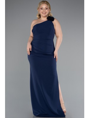 Tek Omuz Yırtmaçlı Uzun Büyük Beden Abiye ABU4892