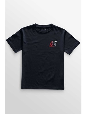 Naruto Kakashi Anime Manga Minimal Ön Baskılı Lacivert Tişört Unisex T-Shirt