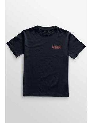 Unisex Lacivert T-Shirt Slipknot Metal Müzik Rock Music Minimal Ön Baskılı Tişört