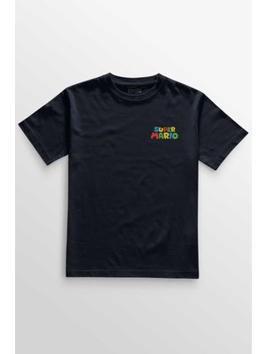 Lacivert Tişört Super Mario Party Star Rush Baskılı Unisex T-Shirt