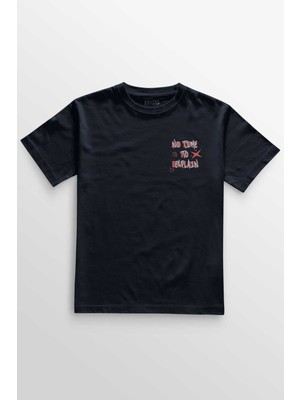 Unisex Lacivert T-Shirt Typography Design Crispy Reality Y2K Grunge Street Grafitti Baskılı Tişört