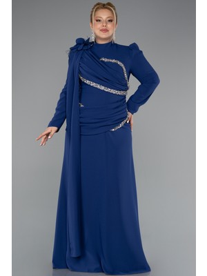 Dik Yaka Uzun Kol Büyük Beden Tesettür Abiye ABU4938