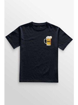 Lacivert Tişört Beer Week Friday Weekend Bira Alkol Hafta Sonu Tatili Ön Baskılı Unisex T-Shirt