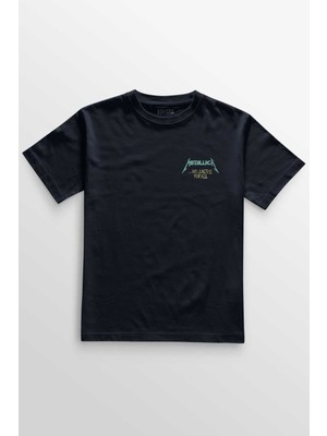 Unisex Lacivert T-Shirt Metallica And Justice For All Rock Metal Music Minimal Ön Baskılı Tişört