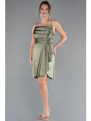 Askılı Kısa Saten Mezuniyet Elbisesi ABK2366