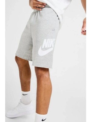 Nike Sportswear Alumni Cotton Swoosh Shorts Grey Baskılı Erkek Şort Gri