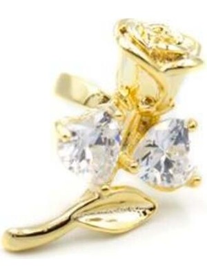 Taşlı Gül Kıkırdak Küpe - Altın