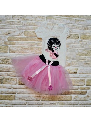 Zarif Nakış Detaylı Tütü Etek Takımı - Lila