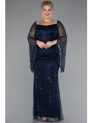 Uzun Kol Boncuklu Büyük Beden Abiye ABU5067