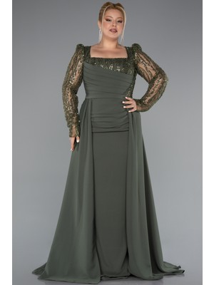 Pullu Uzun Kol Kuyruklu Büyük Beden Abiye ABU5094