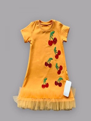 Renkli Payet Detaylı Fırfırlı Kız Çocuk Elbisesi