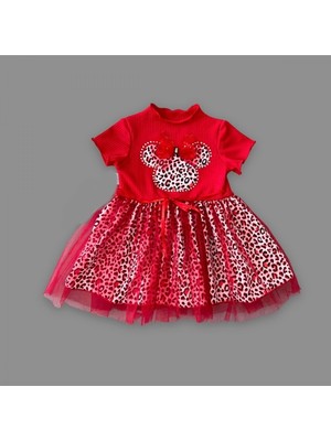 Sevimli Mickey Desenli Kırmızı Tütü Elbise - Çocuklar Için Şık Kıyafetler