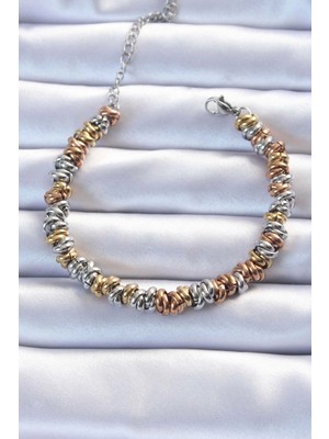 Bfs 316L Çelik Karışık Renkli Iç Içi Geçmeli Bombeli Bileklik