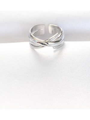 Bfs Kalın Silver Renk Ayarlanabilir Yüzük