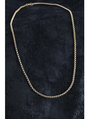 Bfs 316L Çelik Örme Zincir Model Gold Renk Erkek Kolye