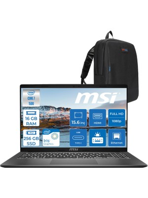 Msı Modern 15 Intel Core 7 150U 16GB 256GB SSD Intel® Graphics Freedos 15.6" IPS Fullhd (1920X1080) Taşınabilir Bilgisayar F1MG632XTRF06 + Zetta Çanta